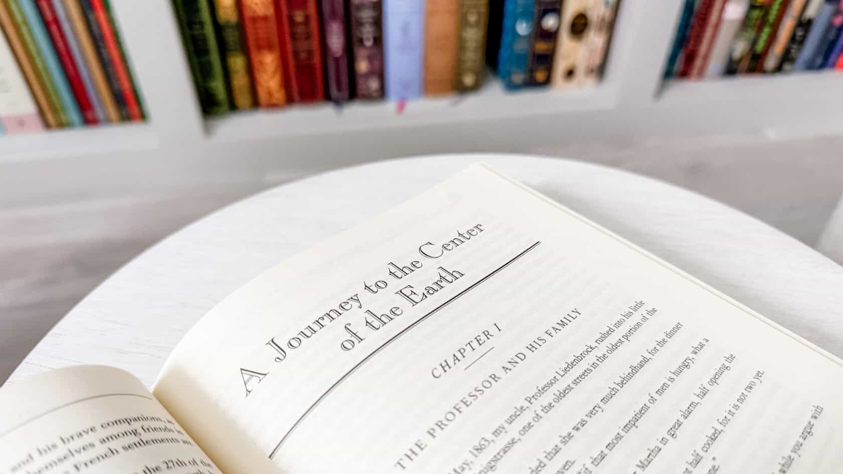 My cozy reading setup with Journey to the Center of the Earth classic novel