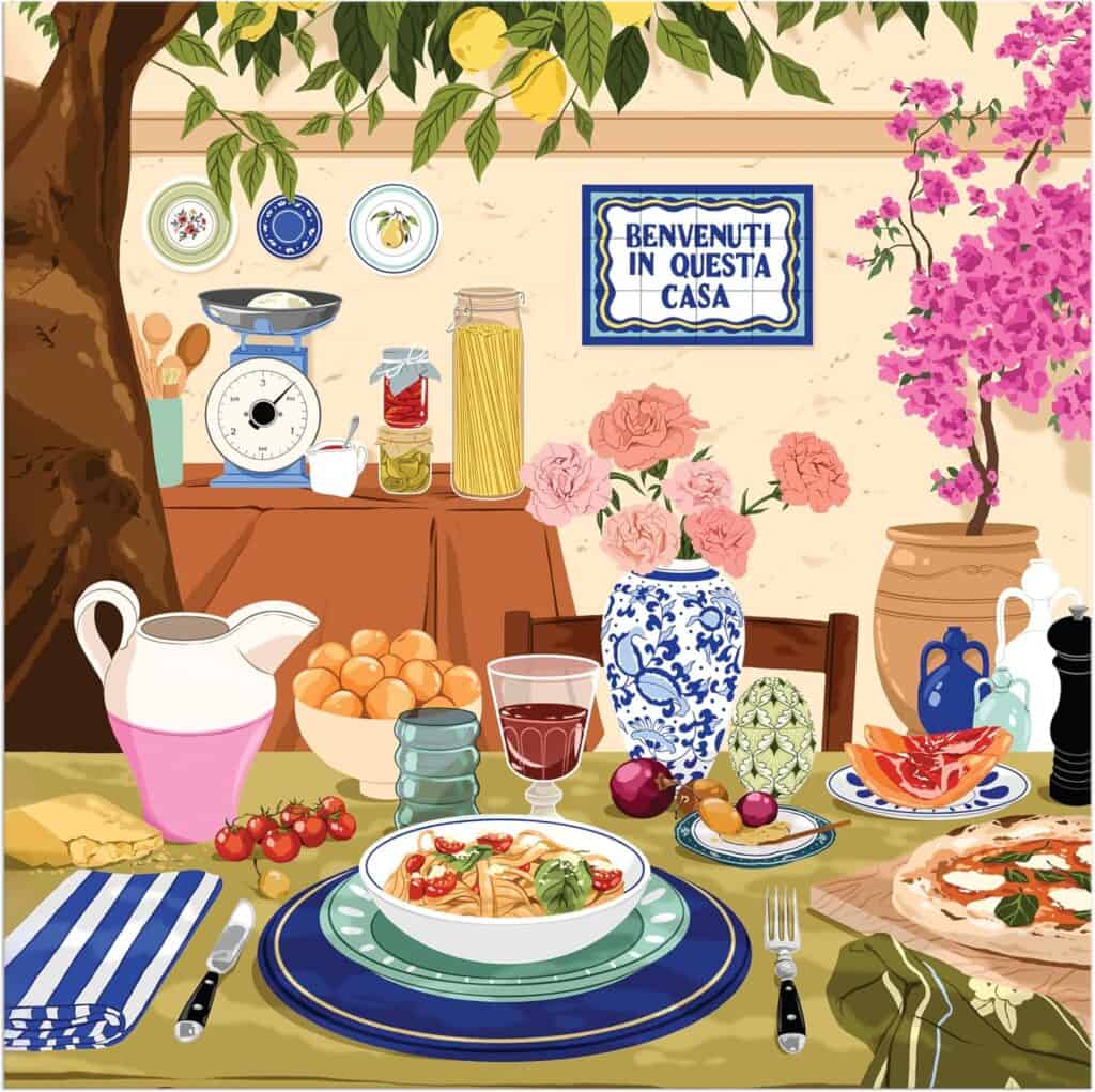 Galison Tuscan Afternoon – 500 Piece Jigsaw Puzzle Featuring Beautiful Artwork of A Tuscan Al Fresco Lunch