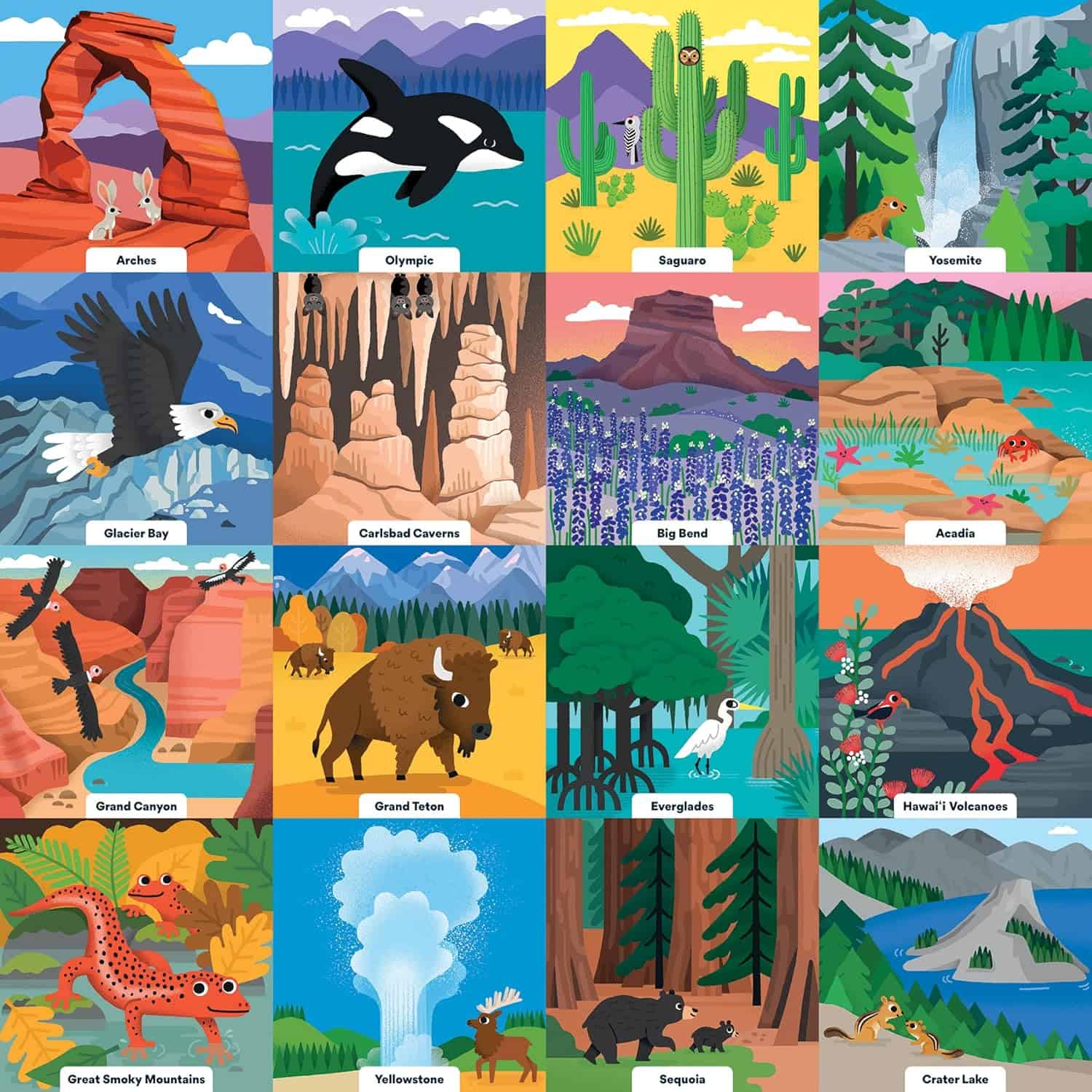 Little Park Ranger 500 Piece Family Puzzle from Mudpuppy - Beautifully Illustrated Portraits of U.S. National Parks