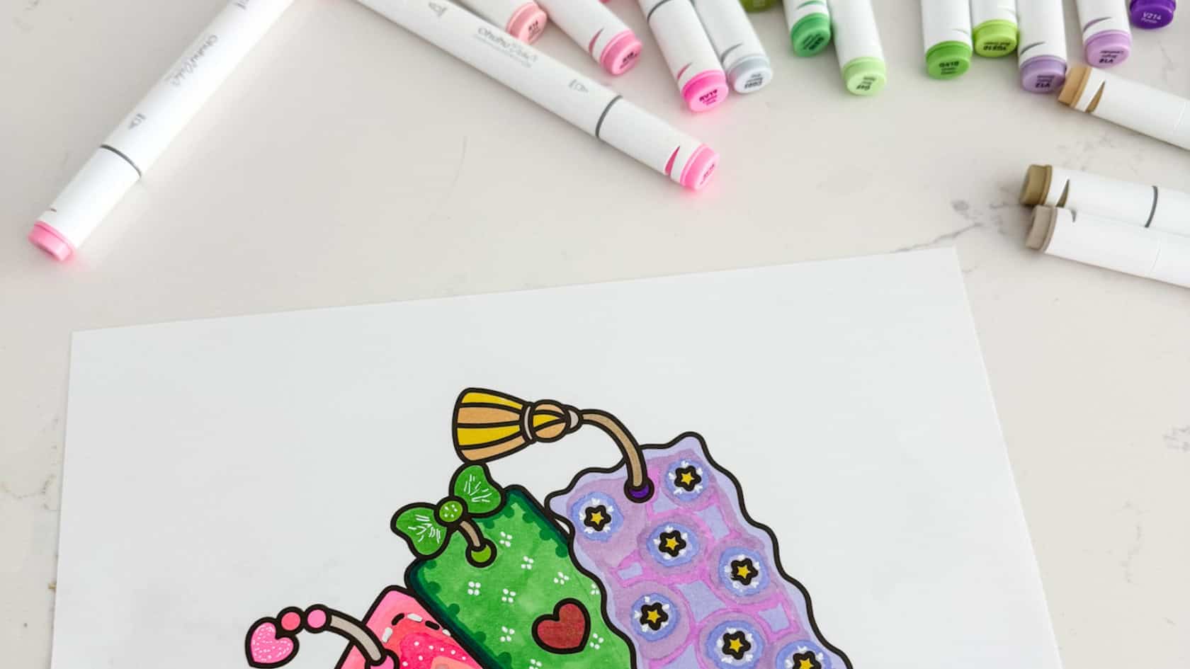 realistic cozy coloring setup with adult coloring for relaxation with bold easy coloring pages