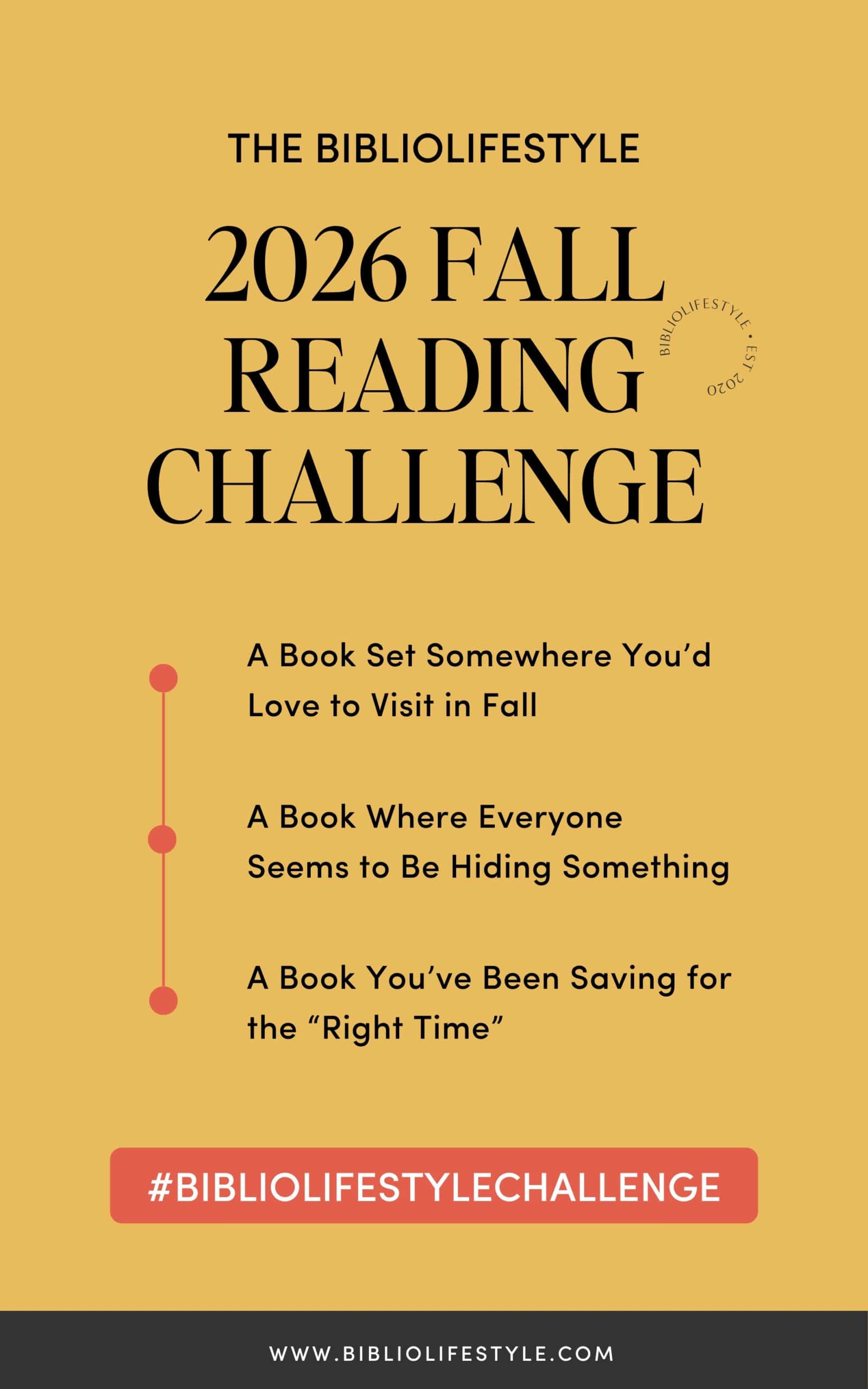 Bookmark to Get the List of Prompts from the 2026 Fall Reading Challenge from BiblioLifestyle