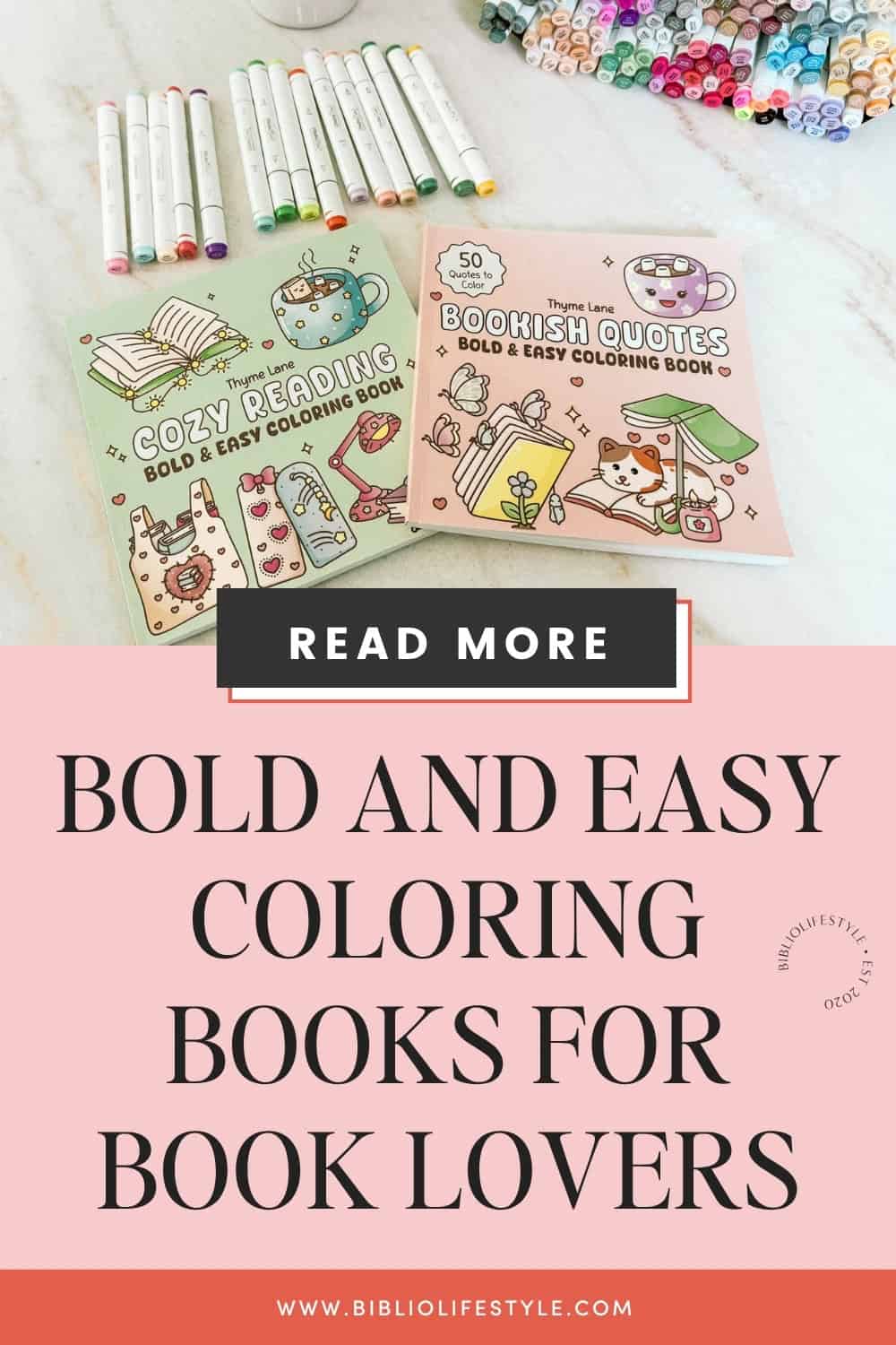 Bookmark to Read More about Thyme Lane Bold and Easy Coloring Books for Book Lovers