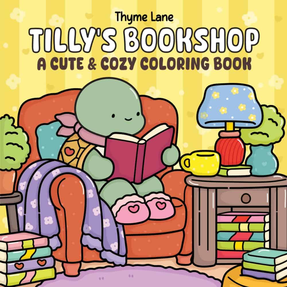 Tilly's Bookshop- A Cute Coloring Book for Adults and Teens Featuring Cozy Animals, a Charming Bookshop, and a Little Village for Relaxation